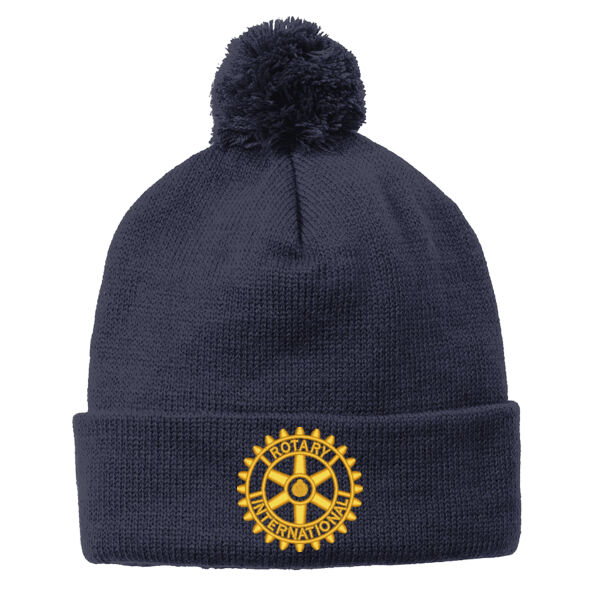 Embroidered Rotary Wheel - Solid Pom Pom Beanie Thumbnail